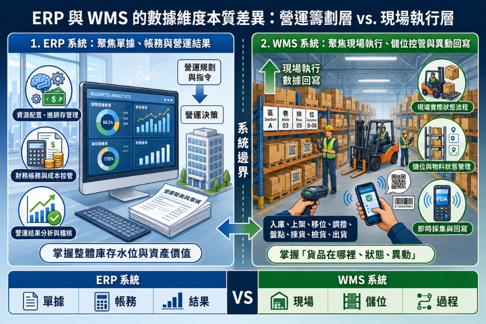 ERP 營運籌劃層 vs WMS 現場執行層