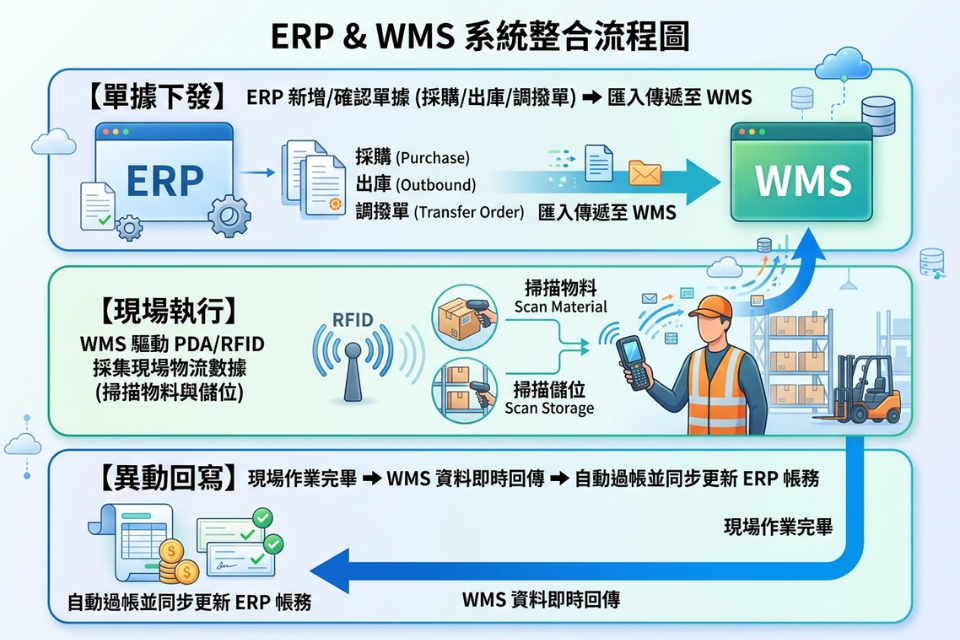 WMS 與 ERP 系統整合流程圖